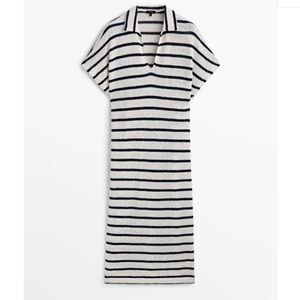 Massimo Dutti Textured Striped Polo Dress